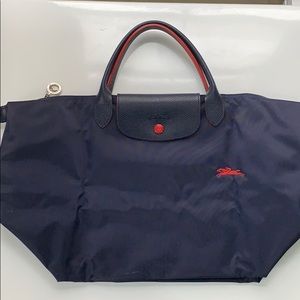Longchamp Navy Blue Le Pliage Top-Handle M